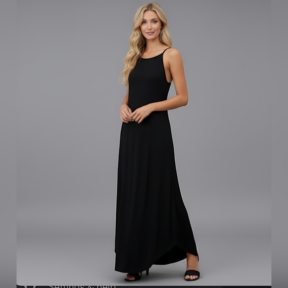 Black Curved Hem Cami Dress - Picture 1 of 6